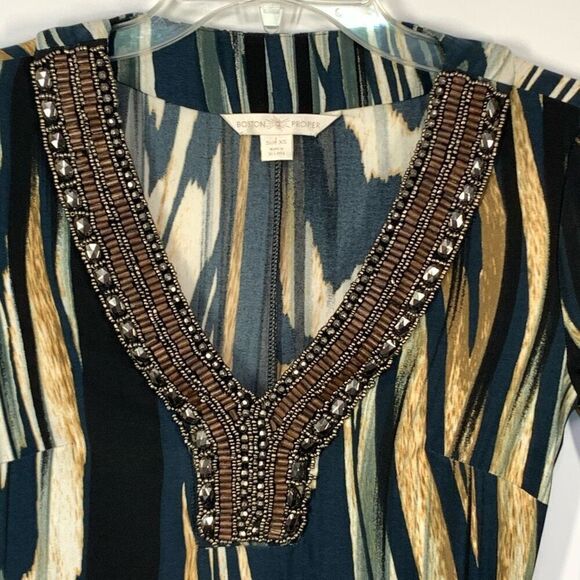 Boston Proper Women's Abstract Striped Long Bell Sleeve Top Multicolor Size XS - Picture 4 of 11